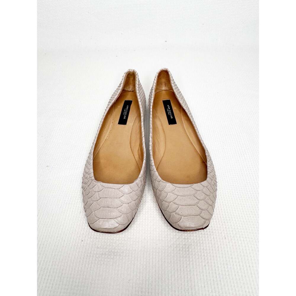 Ann Taylor Beige Nude Snakeskin Leather Ballet Flat Size 7M